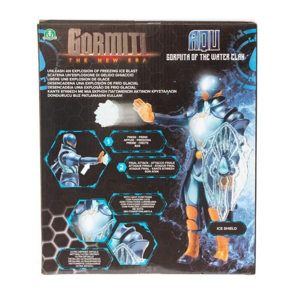 Figurine articulée - GORMITI - Gormiti avec attaque lumineuse Eau - Aqu - 27 cm - a partir de 4 ans - GRV071