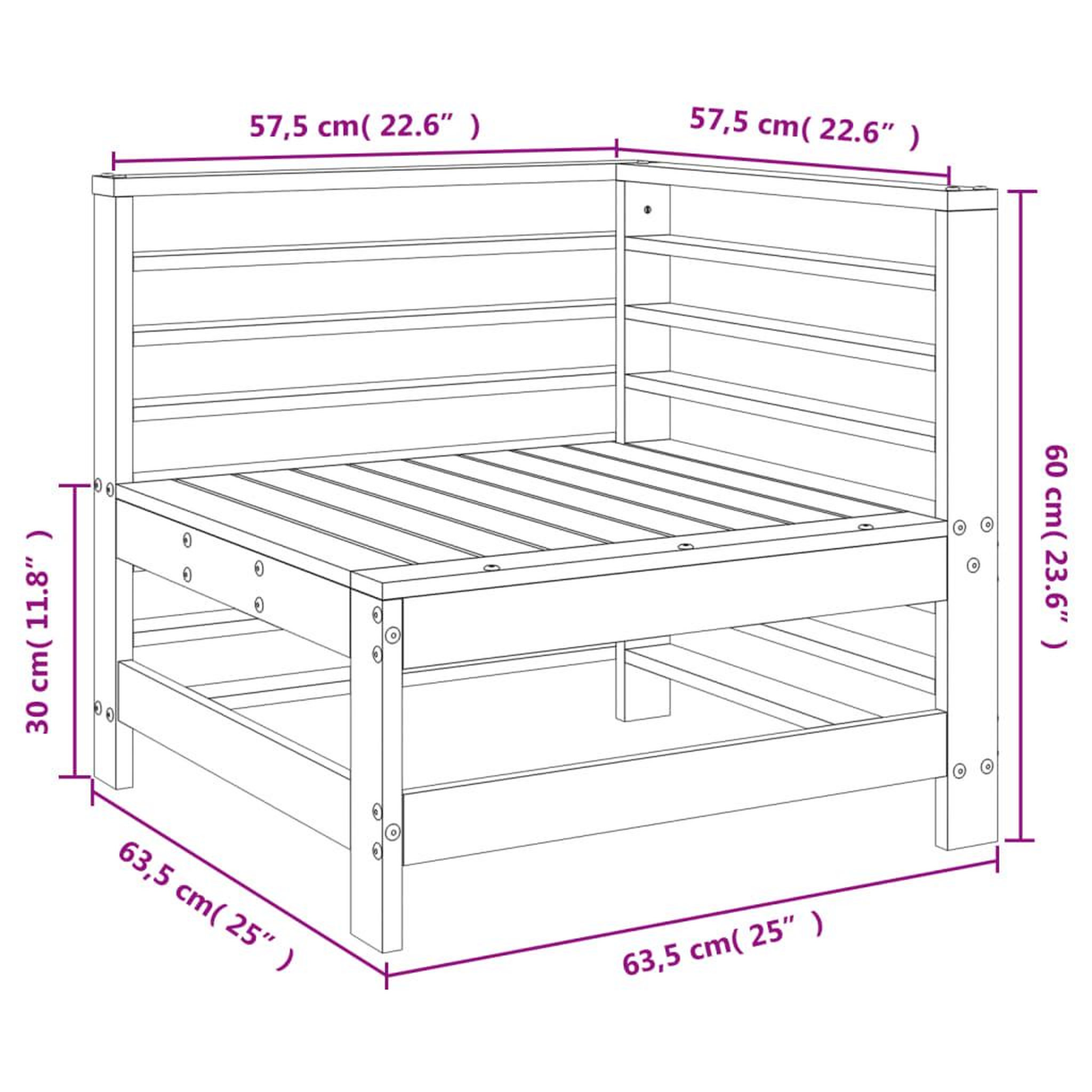 Voir la diapositive 6 : VIDAXL Canape d'angle de jardin bois de pin massif