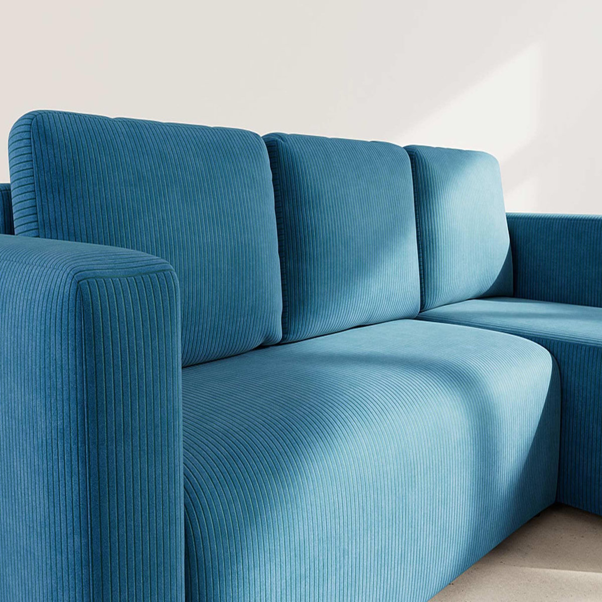 BEST MOBILIER Canopy - canapé d'angle réversible 4 places convertible avec coffre en velours côtelé