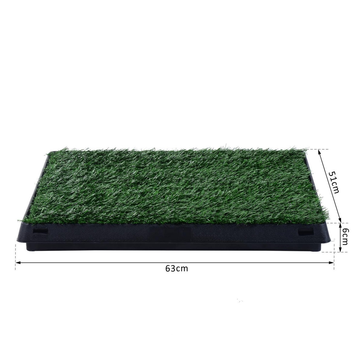 PAWHUT Litière gazon synthétique chiens toilettes portables à pelouse tiroir à déjection 63L x 51l x 6H cm noir vert