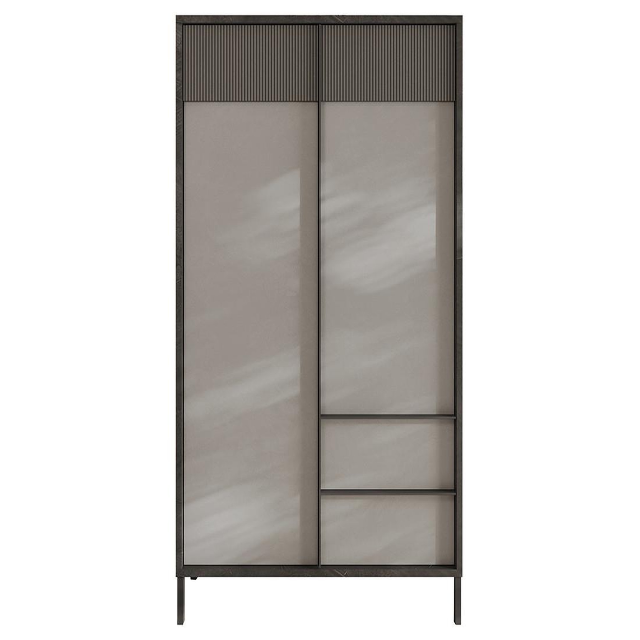 Voir la diapositive 2 : BEST MOBILIER Jules - buffet haut - 2 portes et 2 étagères - 106x177 cm