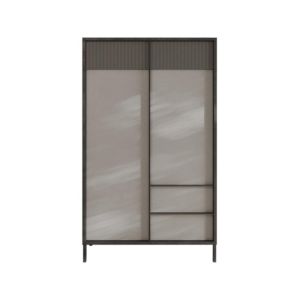 BEST MOBILIER Jules - buffet haut - 2 portes et 2 étagères - 106x177 cm