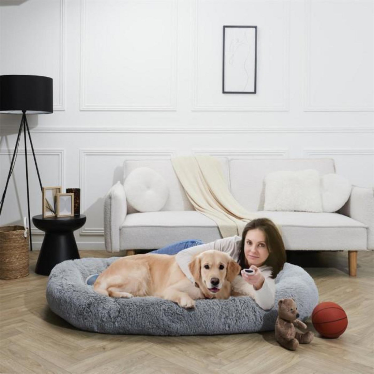 Paris Prix Panier de Couchage XXL  Chien  150cm Gris