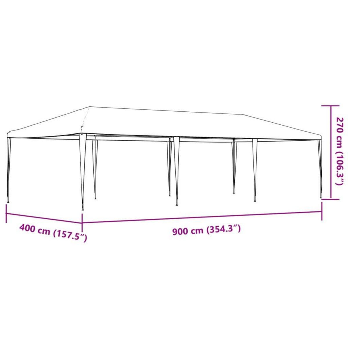 VIDAXL Tente de reception 4 x 9 m Blanc
