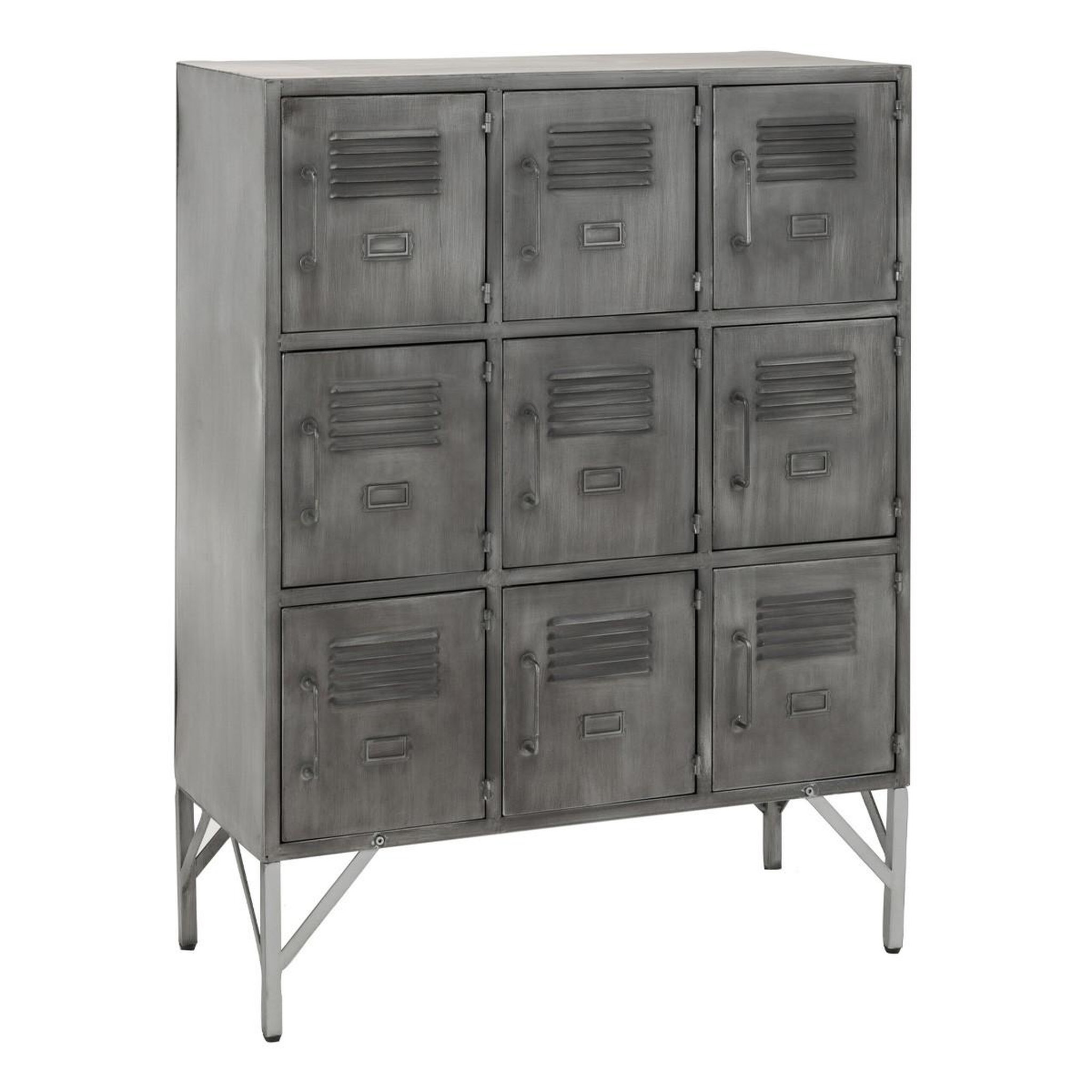 J-LINE Commode 9 portes en métal  popa  113cm argent