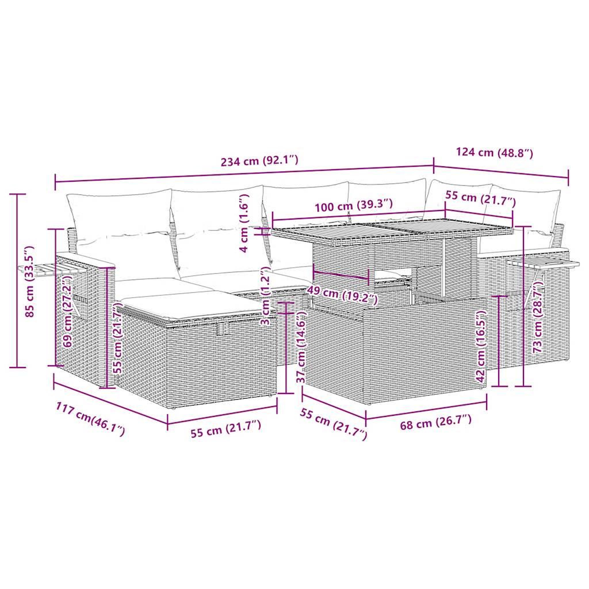 Voir la diapositive 6 : VIDAXL Salon de jardin 8 pcs avec coussins noir resine tressee