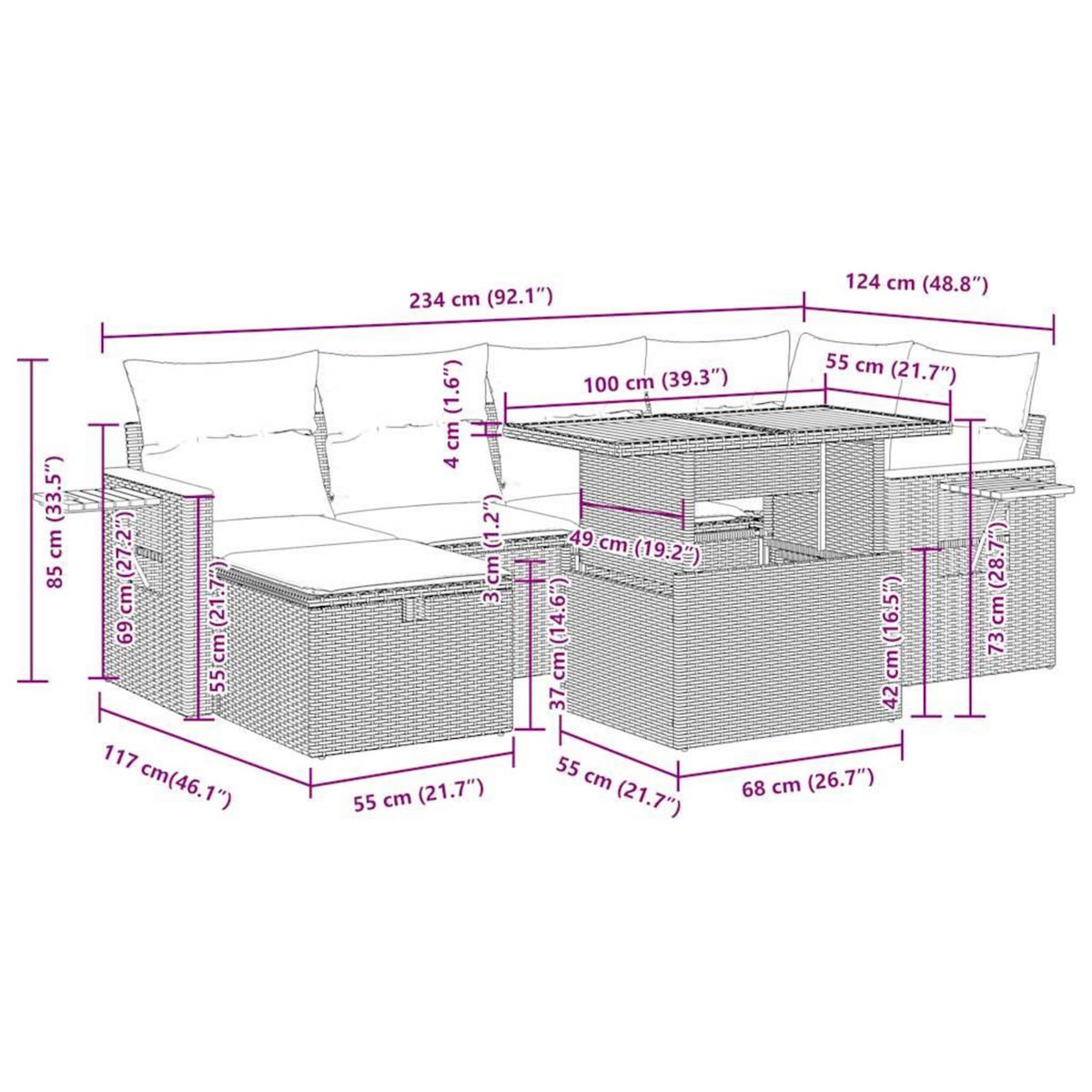 VIDAXL Salon de jardin 8 pcs avec coussins noir resine tressee
