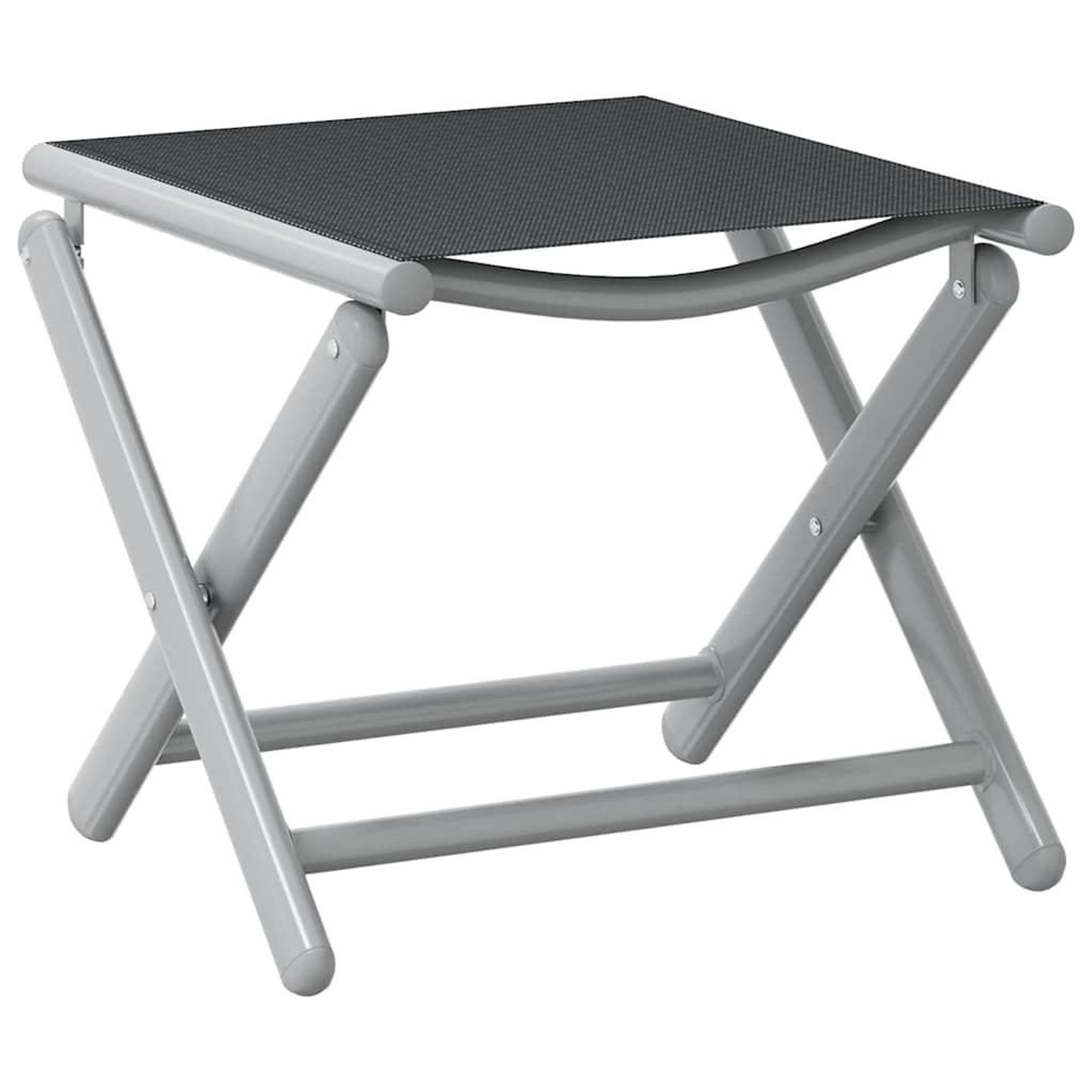 Voir la diapositive 2 : VIDAXL Repose-pied pliable noir et argente textilene et aluminium