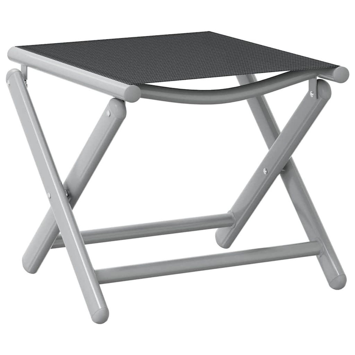 VIDAXL Repose-pied pliable noir et argente textilene et aluminium