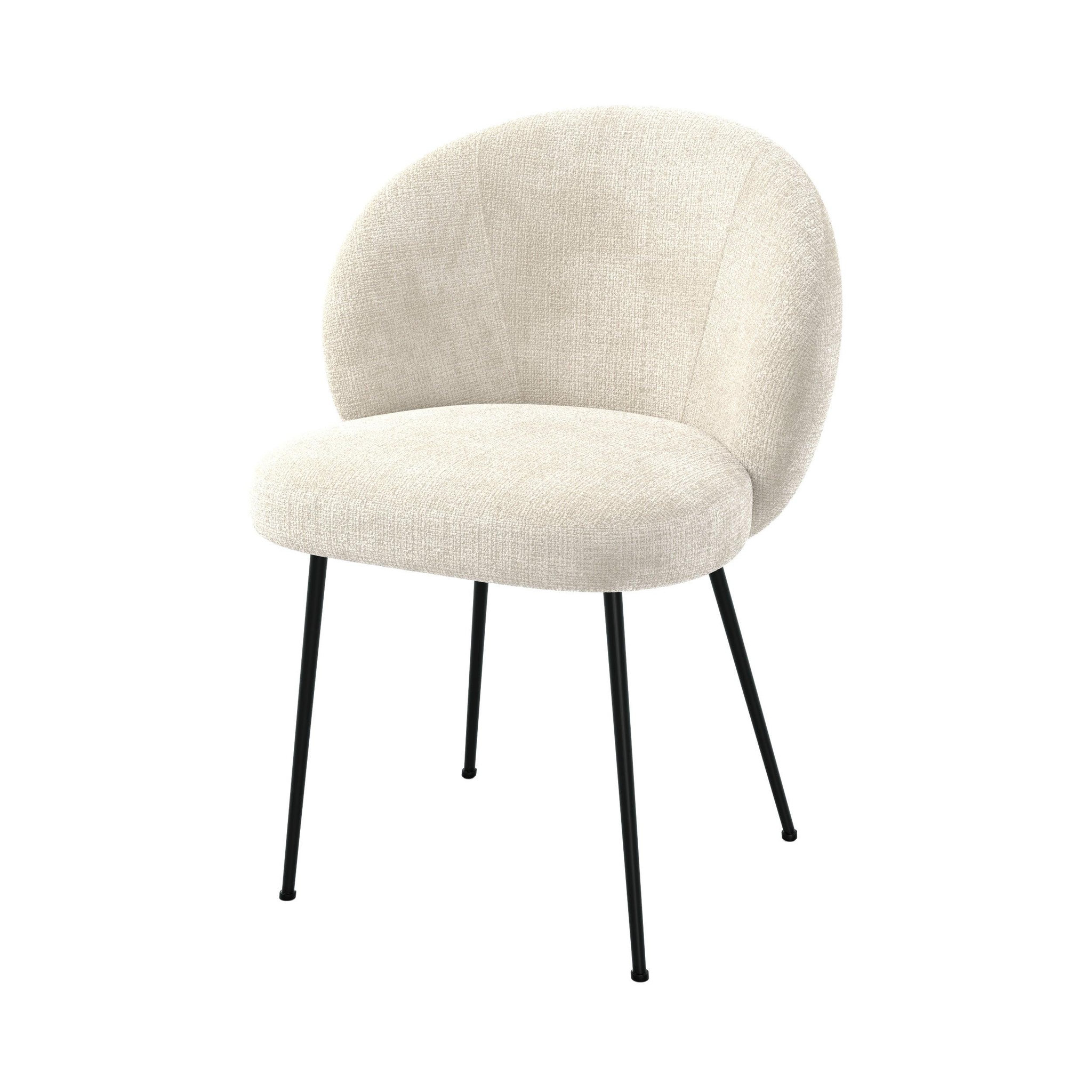 MAISON PAVANE Chaise en velours chenillé écru et métal noir-bloomy