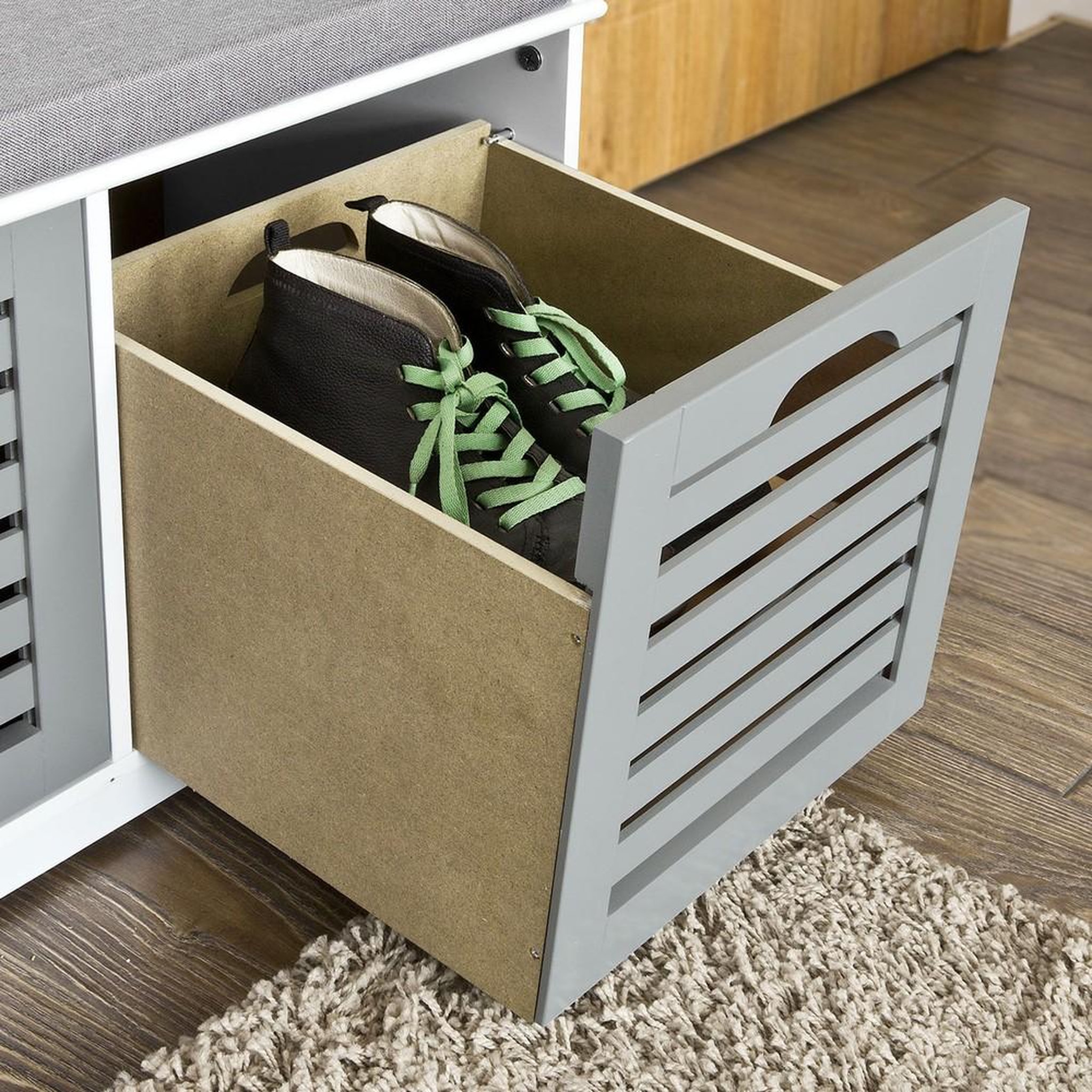 Voir la diapositive 5 : SOBUY SoBuy - Banc de rangement à trois tiroirs pour chaussures - Moderne - FSR23