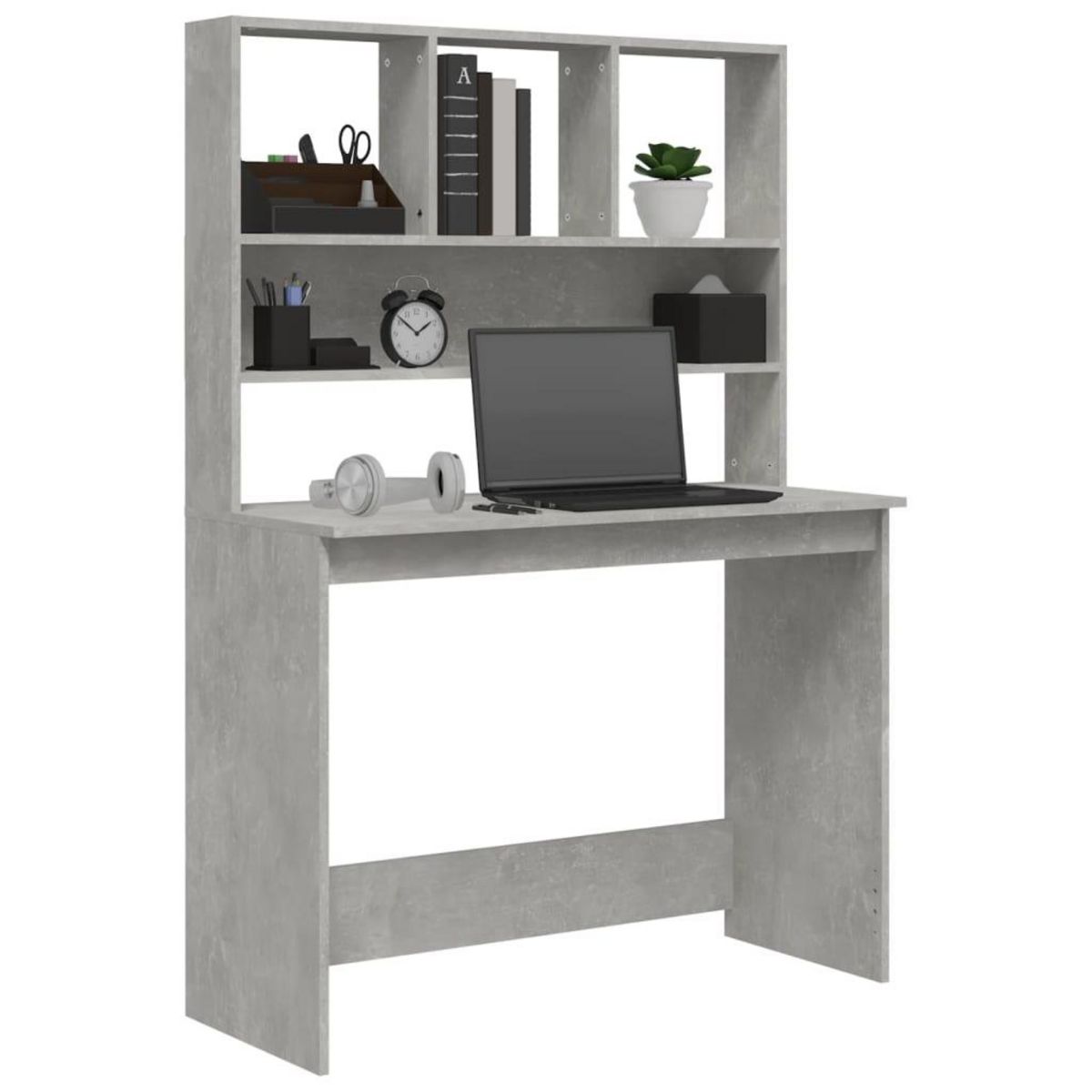 VIDAXL Bureau avec etageres Gris beton 102x45x148 cm Bois d'ingenierie
