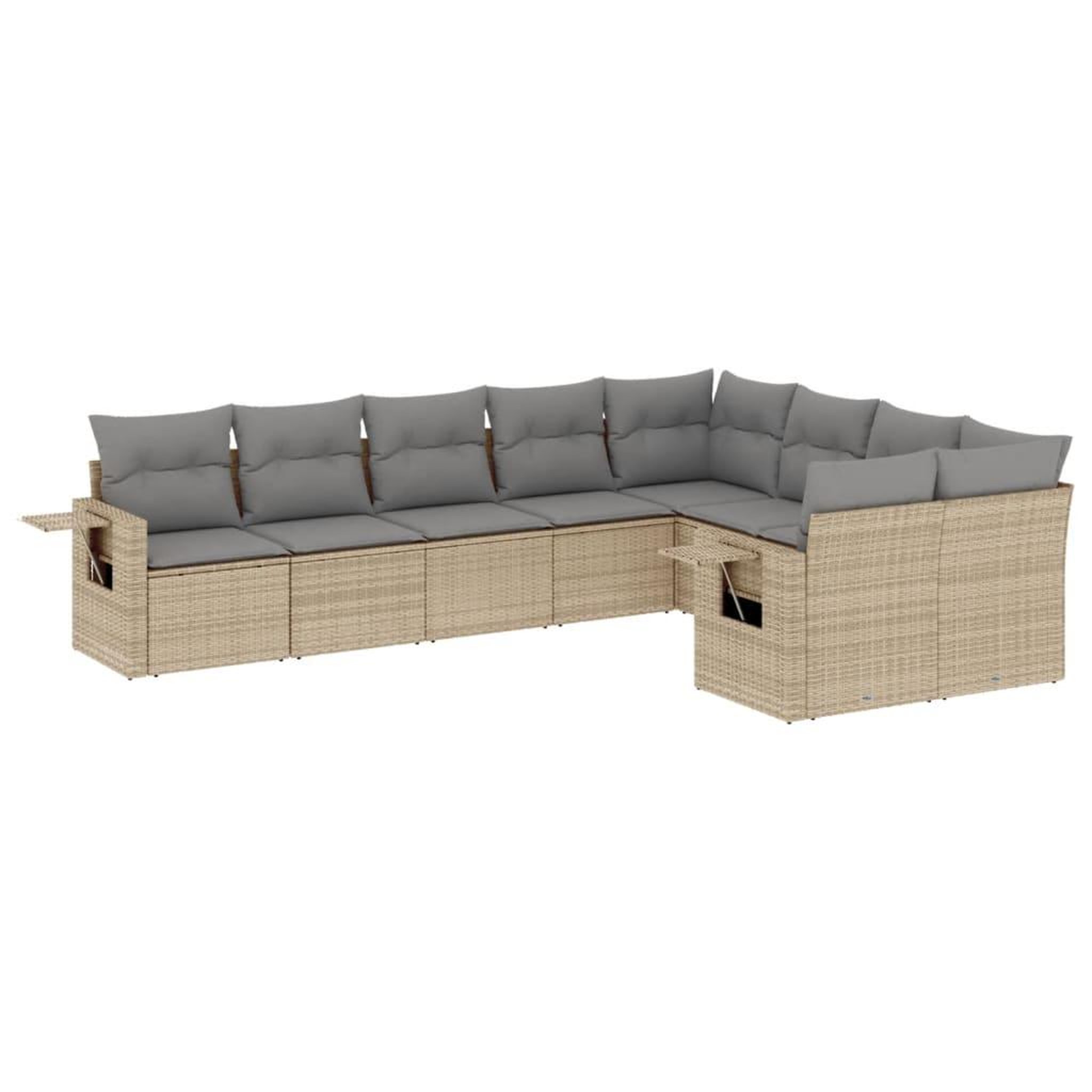 Voir la diapositive 2 : VIDAXL Salon de jardin avec coussins 9 pcs beige resine tressee