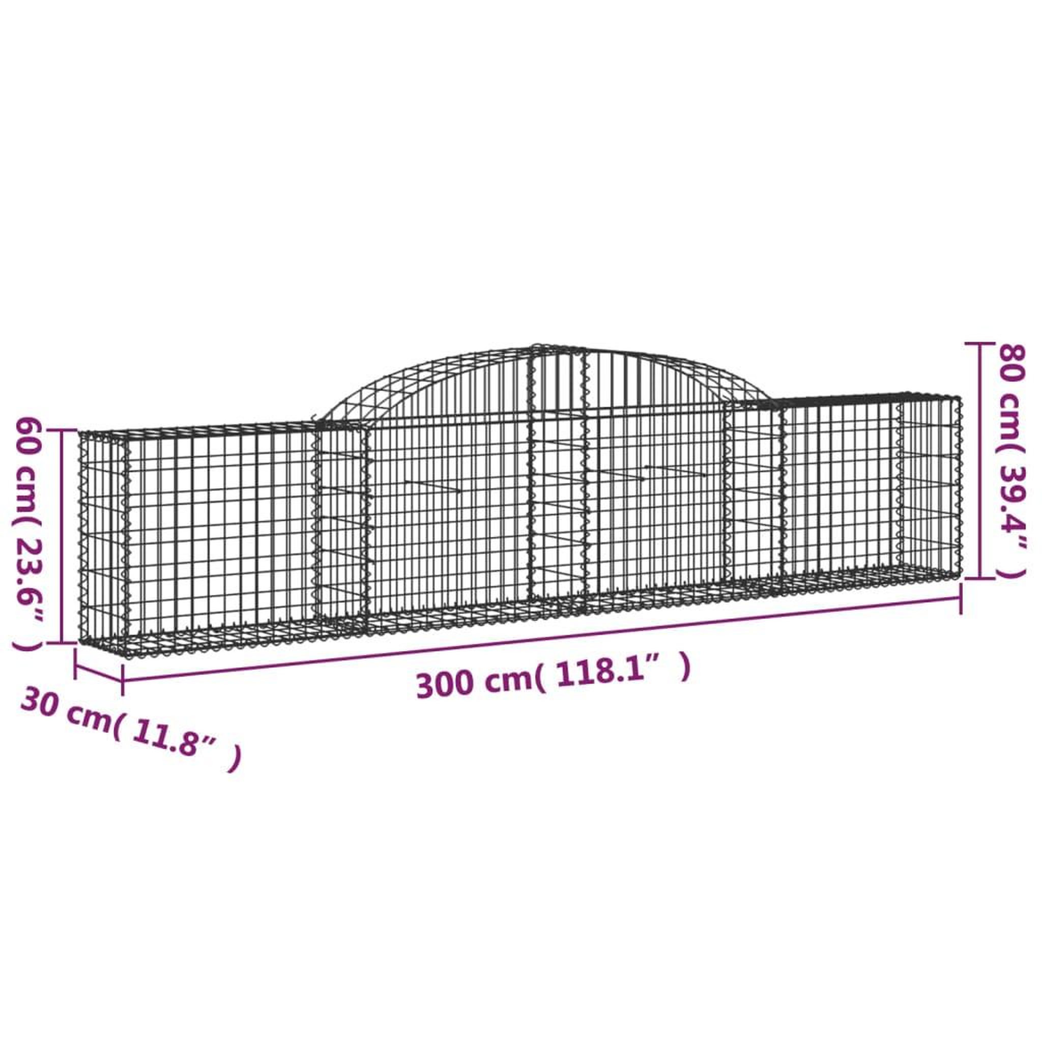 Voir la diapositive 6 : VIDAXL Paniers a gabions arques 8 pcs 300x30x60/80 cm Fer galvanise