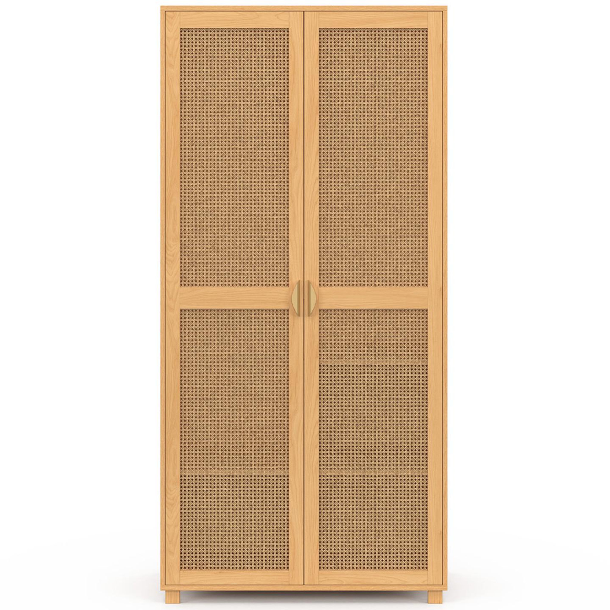 Voir la diapositive 5 : ID MARKET Armoire 2 portes edhen bois et cannage penderie 80 cm avec étagères rangement