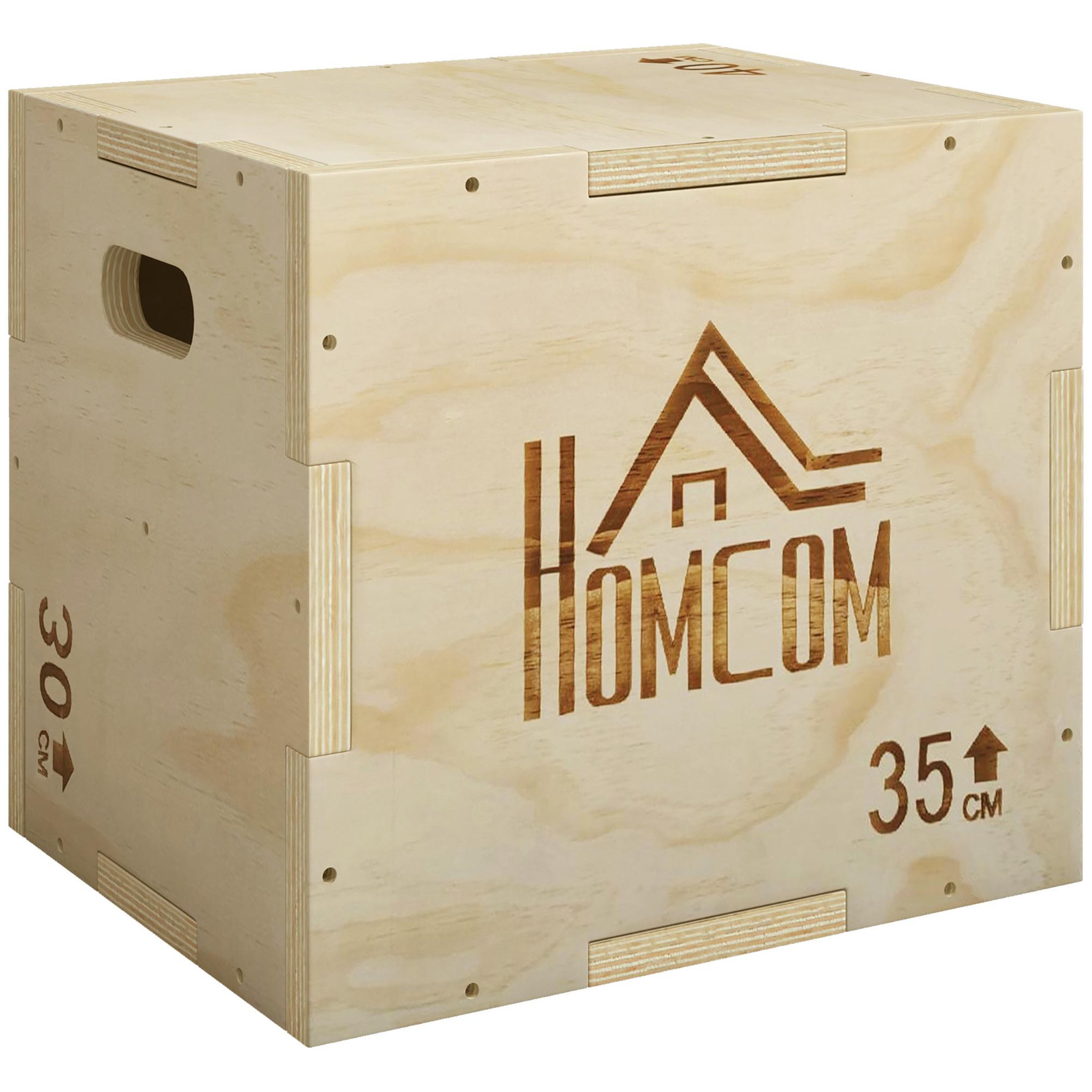 Voir la diapositive 1 : HOMCOM Box jump - box de pliométrie - boite de saut - 3 hauteurs 40/35/30H cm - charge max. 120 Kg - bois de hêtre