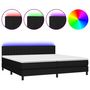 Voir la diapositive 2 : VIDAXL Sommier a lattes de lit et matelas et LED Noir 200x200 cm Tissu