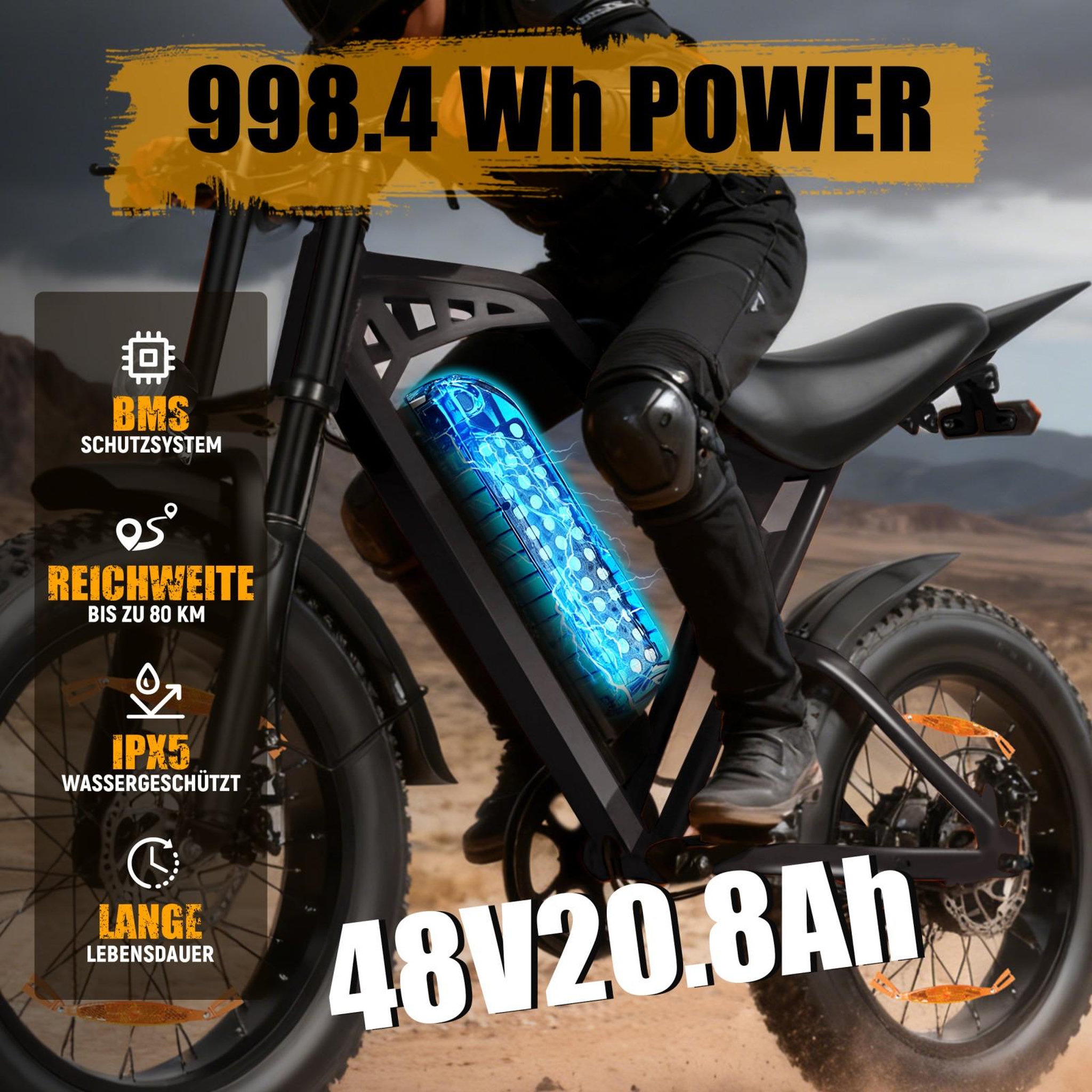Voir la diapositive 5 : ESKUTE Vélo électrique ESKUTE V202, 48V 20,8Ah