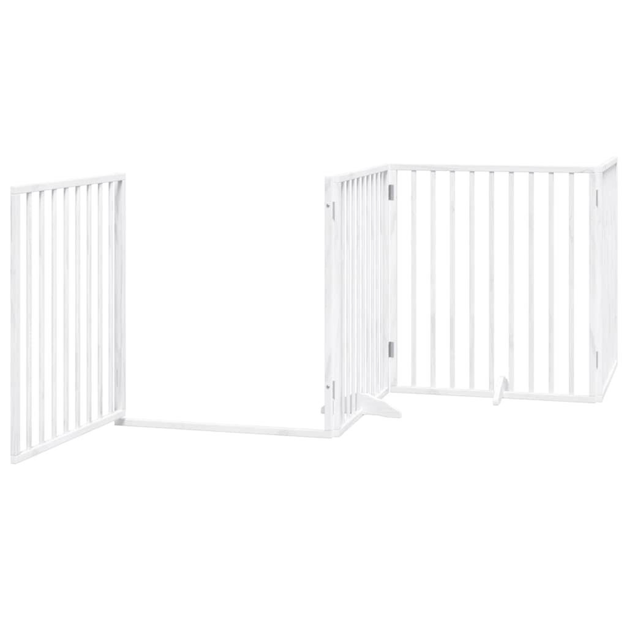 Voir la diapositive 4 : VIDAXL Barriere pour chien porte pliable 6panneaux blanc bois peuplier