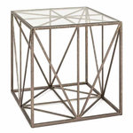 Paris Prix Table d'Appoint Carrée en Verre  Nila  50cm Bronze