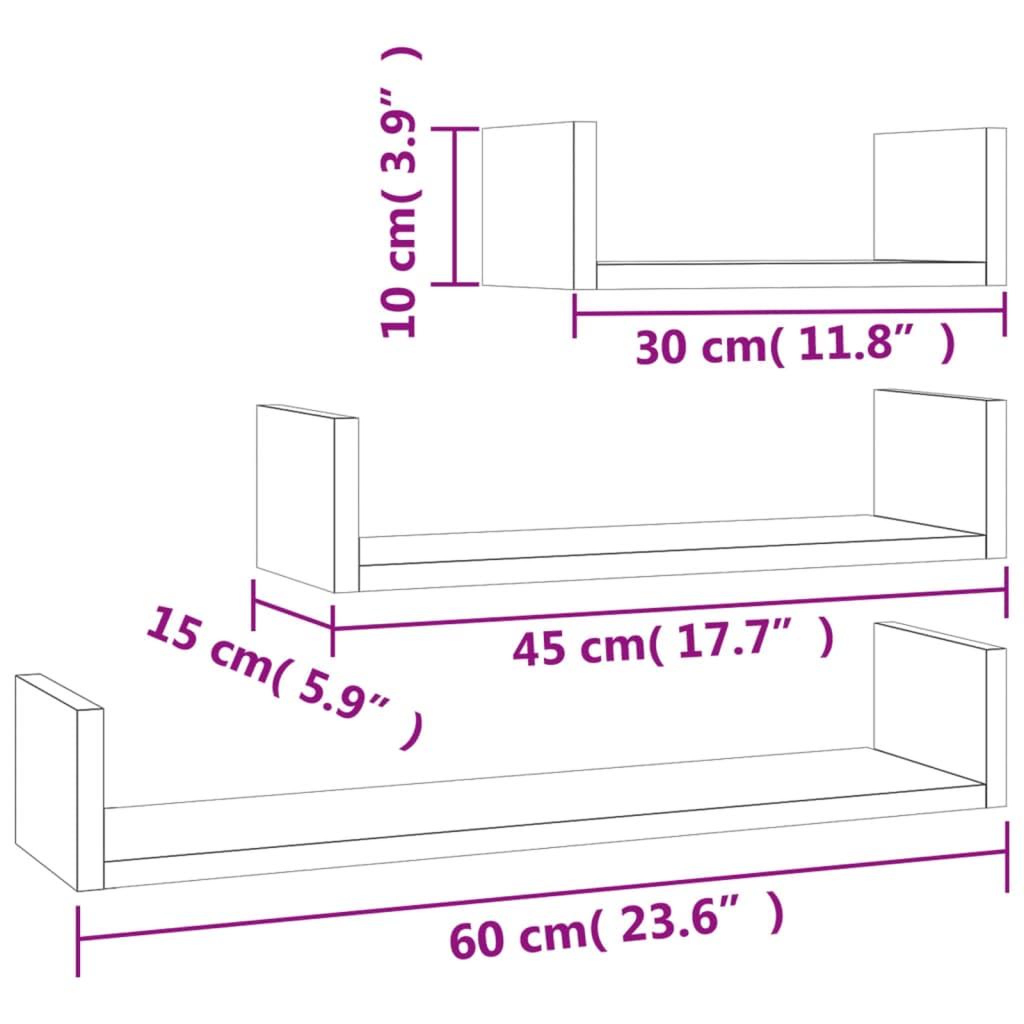 Voir la diapositive 6 : VIDAXL Etageres murales 3 pcs Chene sonoma Bois d'ingenierie