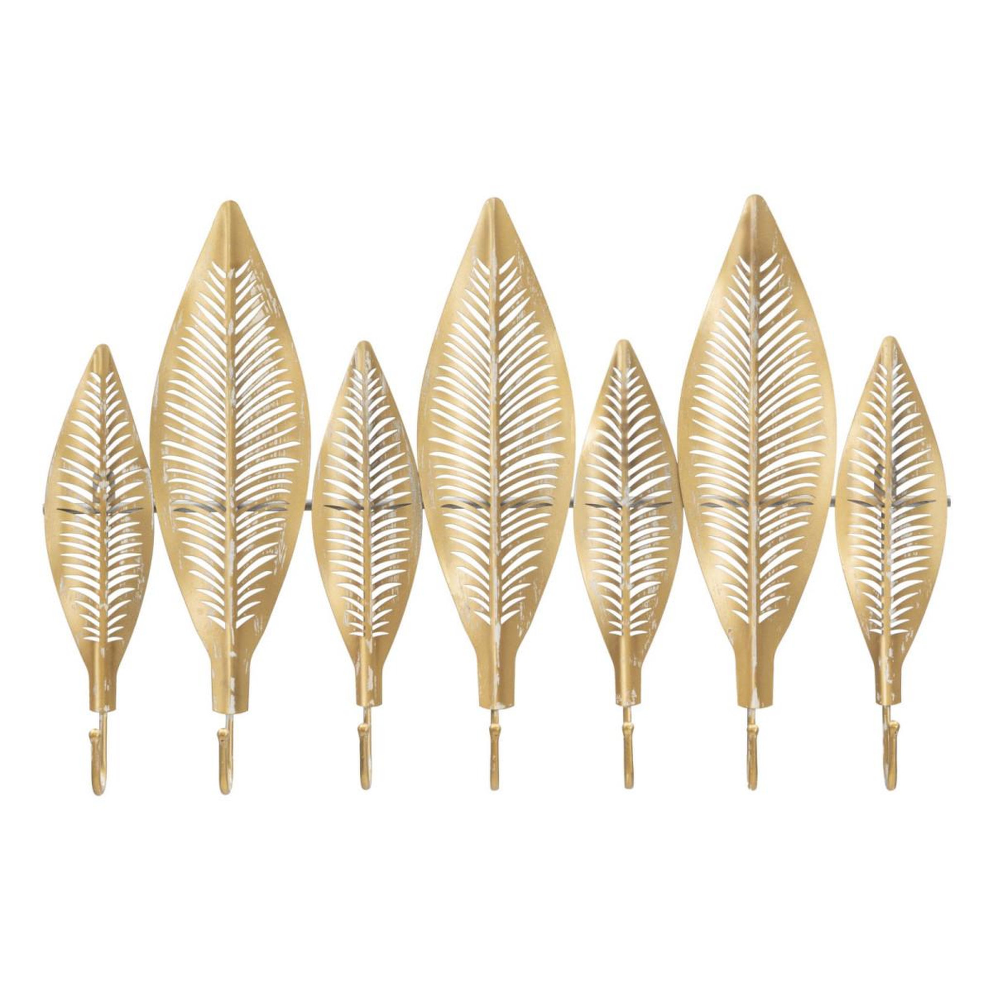 Paris Prix Patère murale design 7 crochets  leaf  65cm or