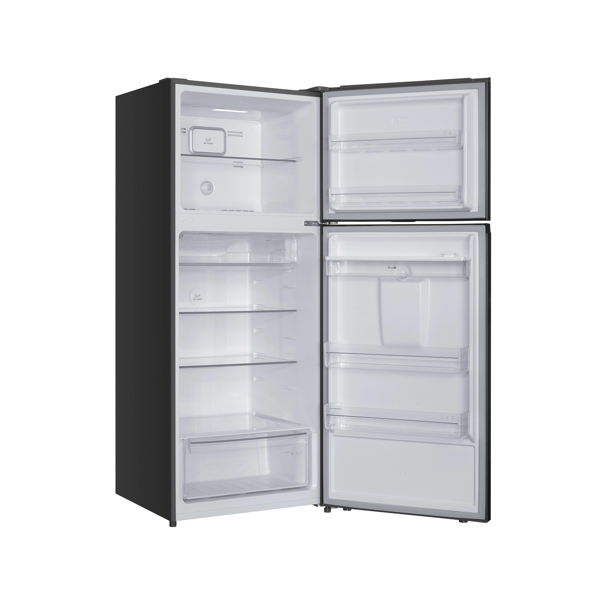 Voir la diapositive 4 : SCHNEIDER Réfrigérateur double porte 413L Inox - SCDD413NFWD-XE