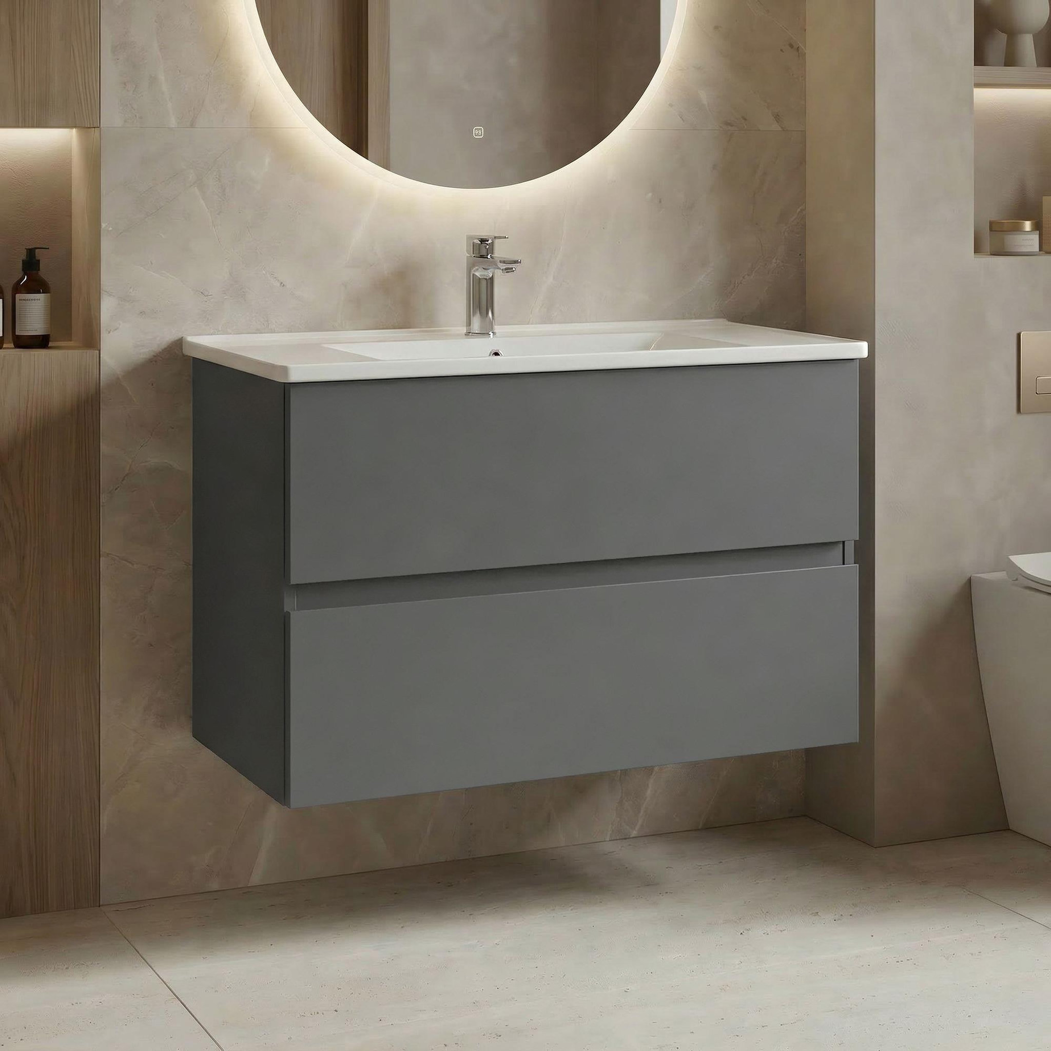 Voir la diapositive 2 : Habitat et Jardin Meuble vasque  nest 91 v2  - 91 x 51 x 55 cm - matte grey