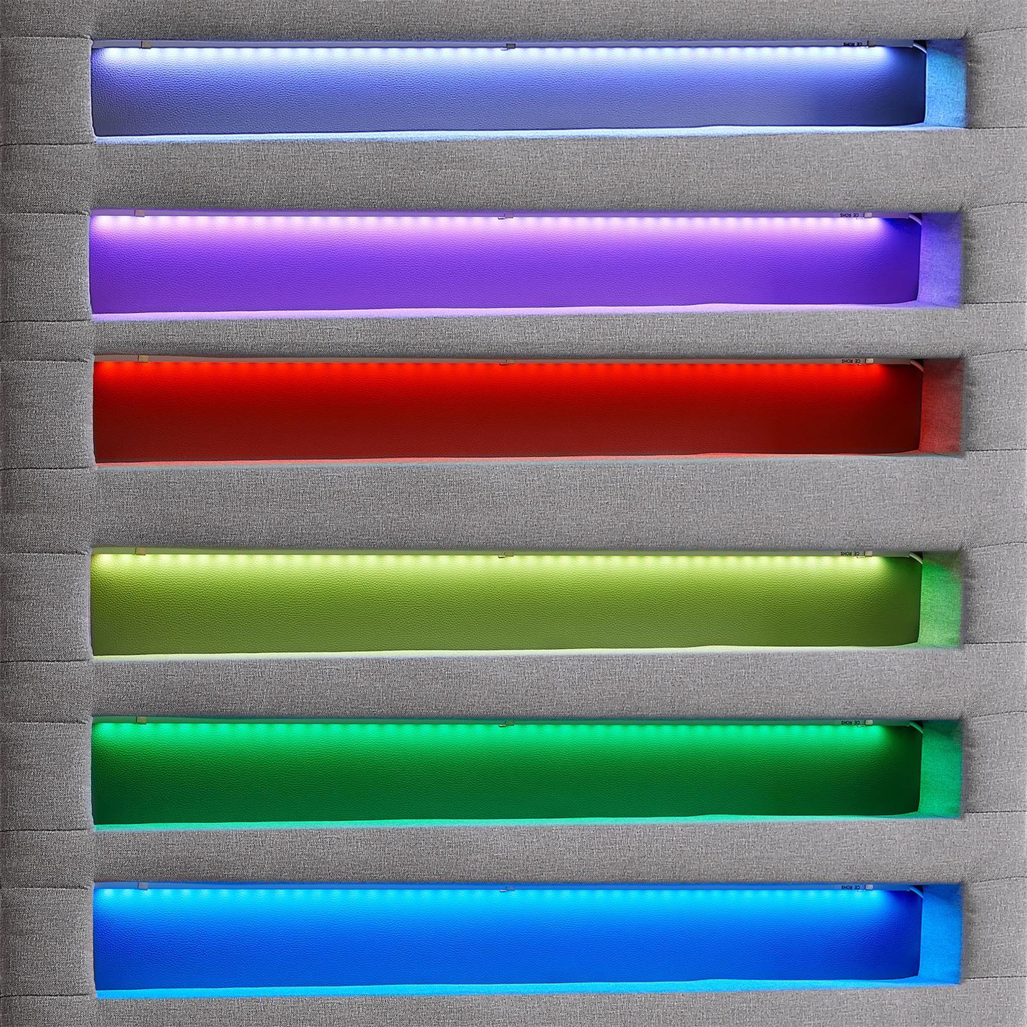 Voir la diapositive 5 : IDIMEX Lit LED simple MOLINA 90x190 cm, avec sommier, revêtement tissu