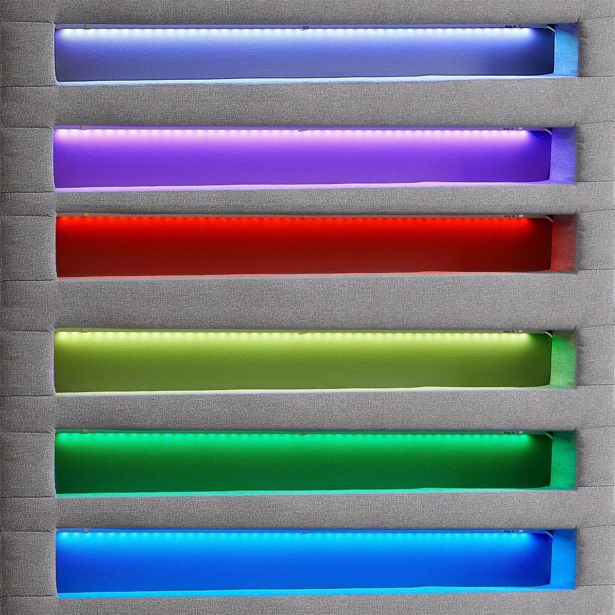 IDIMEX Lit LED simple MOLINA 90x190 cm, avec sommier, revêtement tissu