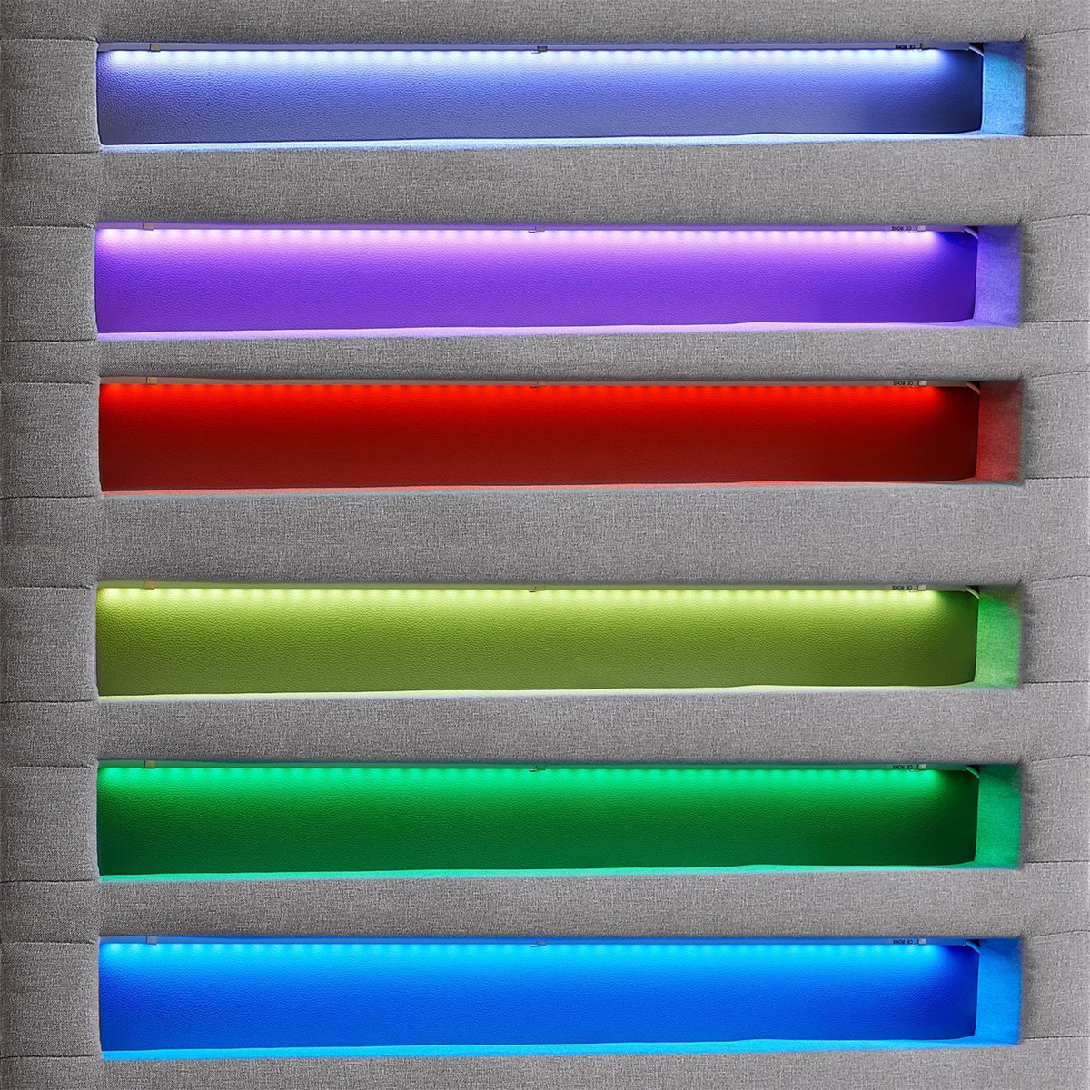 IDIMEX Lit LED simple MOLINA 90x190 cm, avec sommier, revêtement tissu