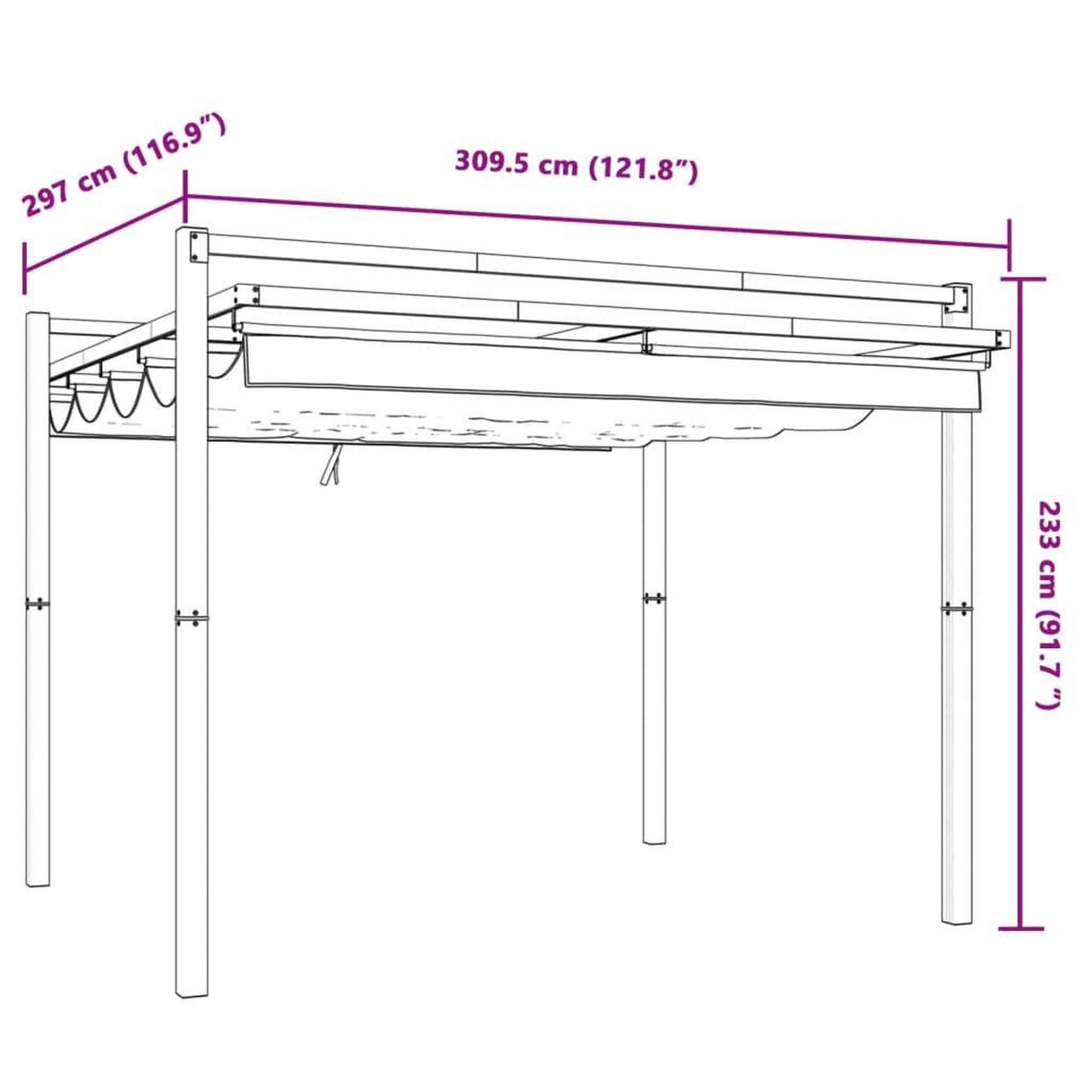 Voir la diapositive 6 : VIDAXL Tonnelle de jardin avec toit retractable creme 3x3 m aluminium