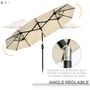 Voir la diapositive 4 : OUTSUNNY Parasol de jardin inclinable grande taille ouverture fermeture manivelle acier polyester haute densité beige