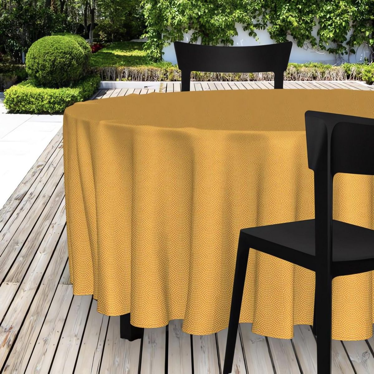 SOLEIL D'OCRE Nappe toile cirée ovale 140x240 cm PAON curry