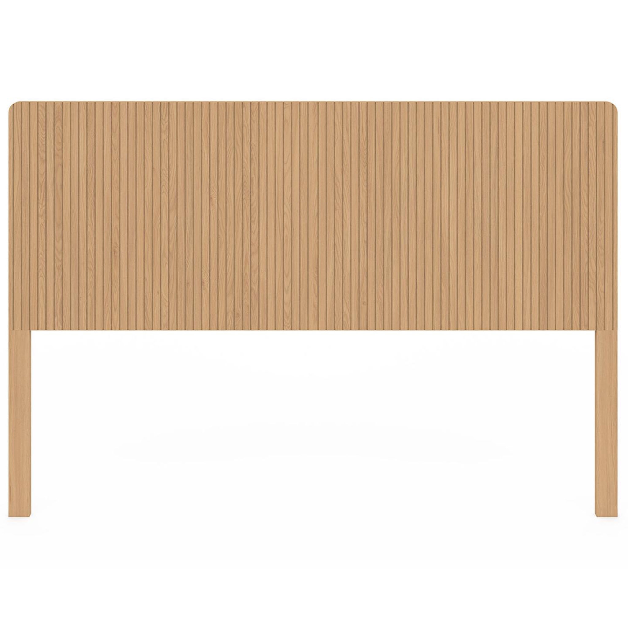 Voir la diapositive 3 : ID MARKET Tête de lit sur pied juliette 160 cm effet lattes tasseau bois