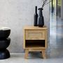 Voir la diapositive 2 : SWEEEK Table de chevet avec 1 tiroir et 1 niche effet bois et cannage. pieds eucalyptus
