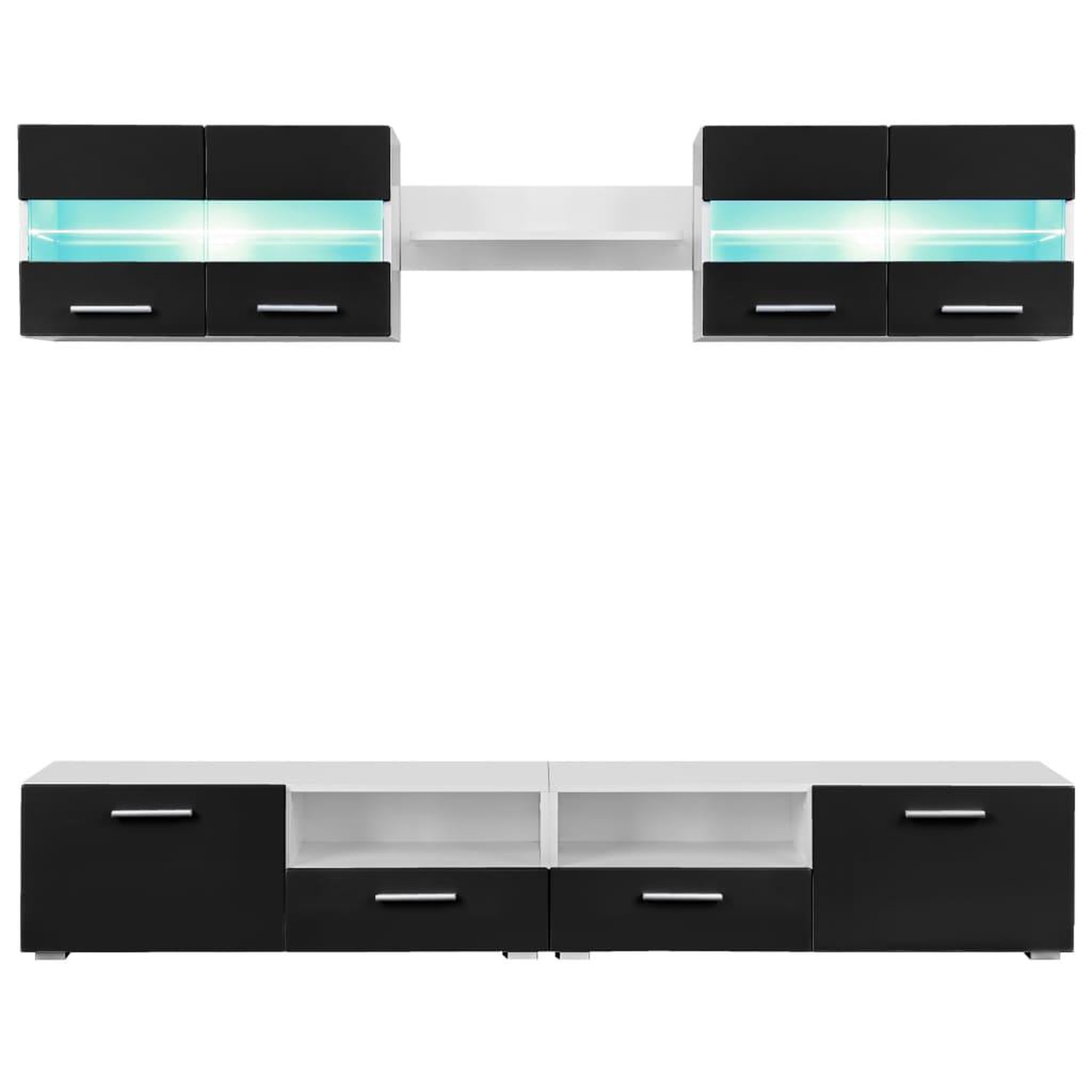 Voir la diapositive 3 : VIDAXL Ensemble mural pour TV 5 pcs avec lumieres LED Noir brillant