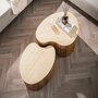 Voir la diapositive 4 : BEST MOBILIER Jade - lot de 2 tables basses gigognes effet travertin - pieds en bois massif de manguier - 93 et 76 cm