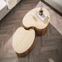Voir la diapositive 4 : BEST MOBILIER Jade - lot de 2 tables basses gigognes effet travertin - pieds en bois massif de manguier - 93 et 76 cm