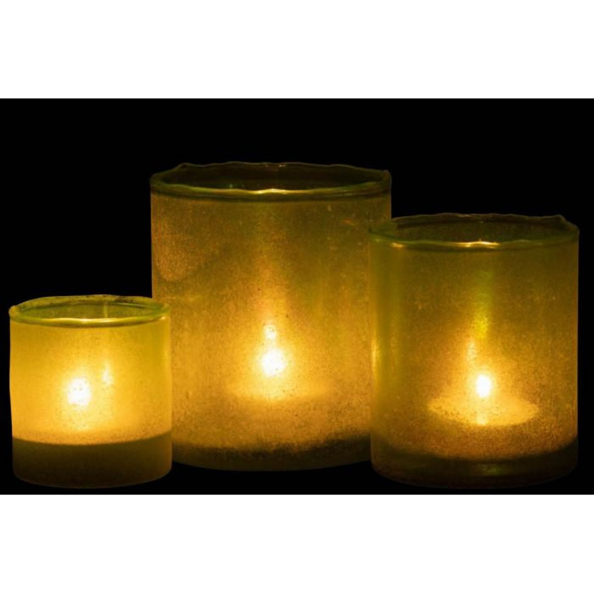 Paris Prix Lot de 3 Photophores en Verre  Ruby  15cm Vert