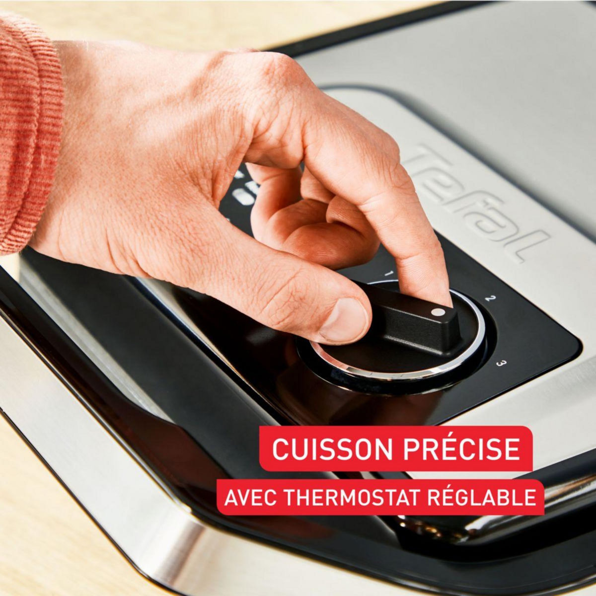 TEFAL Grille-viande GC272D10 inox noir à poser, 29x26 cm