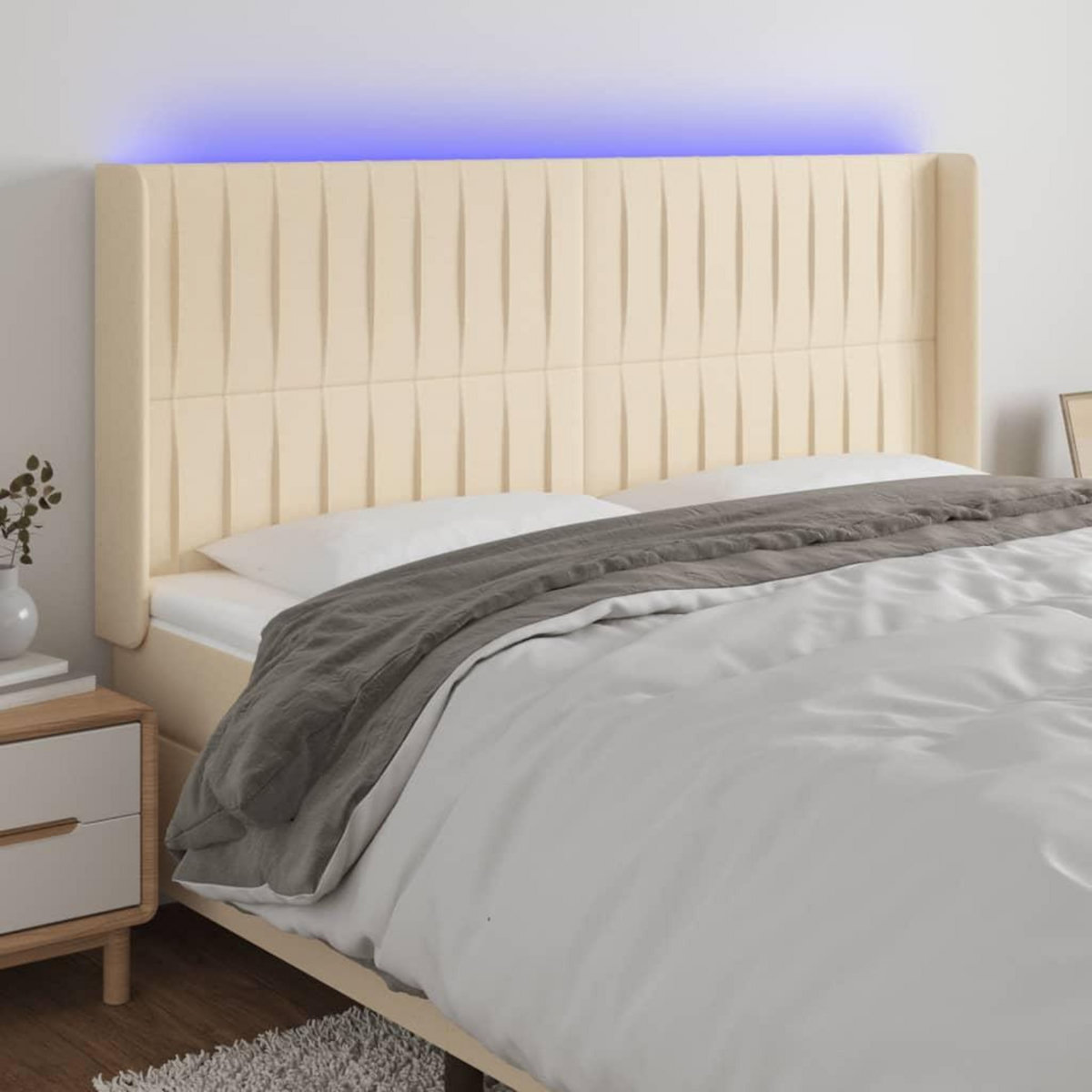 VIDAXL Tete de lit a LED Creme 203x16x118/128 cm Tissu