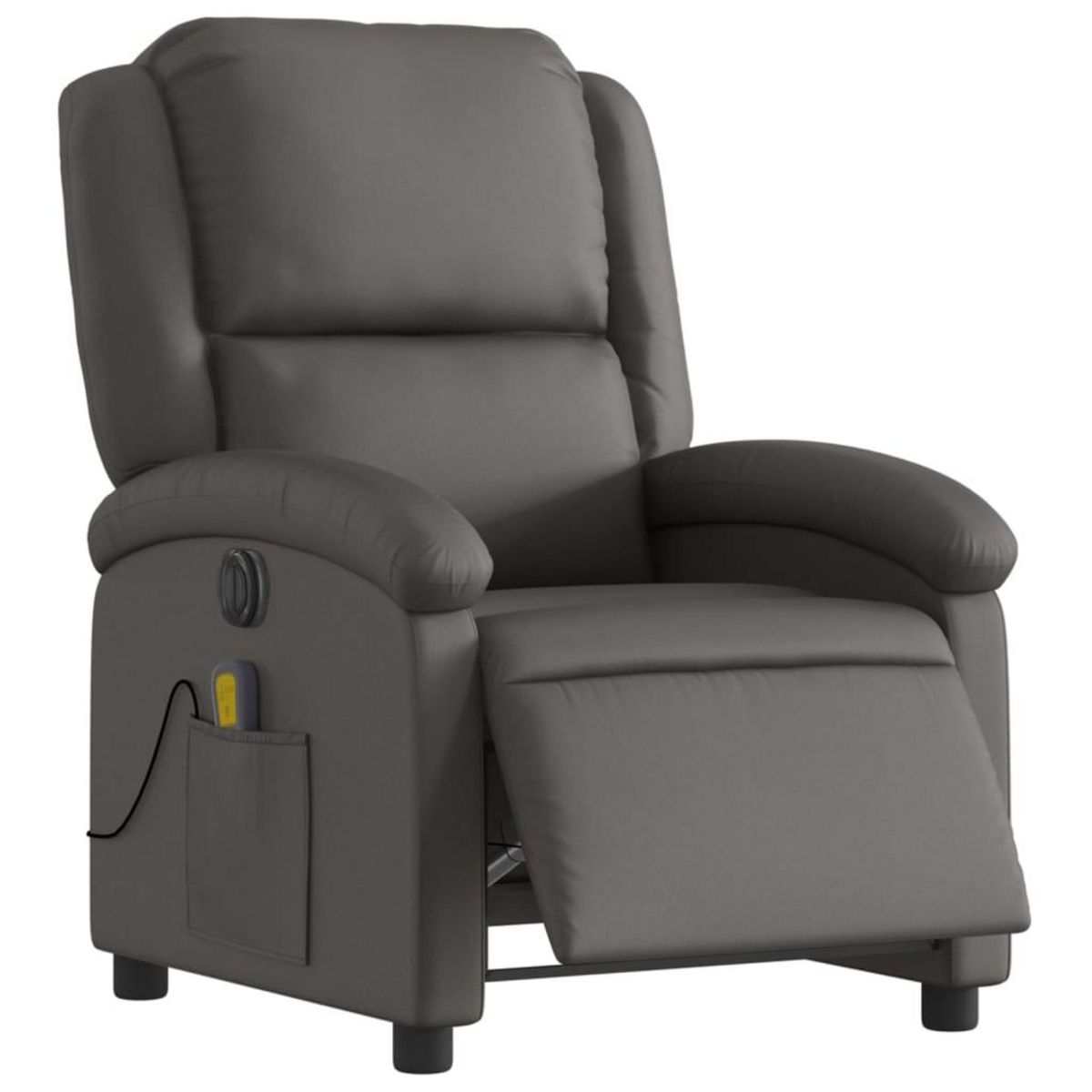 VIDAXL Fauteuil de massage inclinable electrique gris cuir veritable