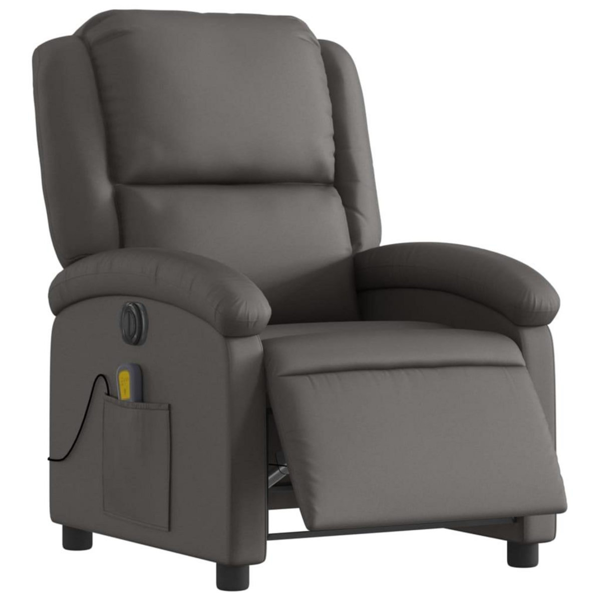 VIDAXL Fauteuil de massage inclinable electrique gris cuir veritable