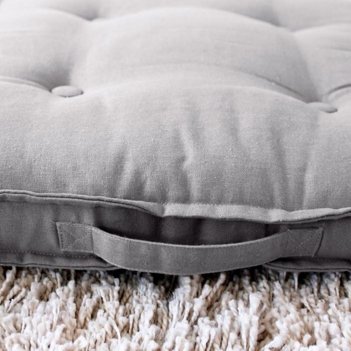 Paris Prix Coussin de Sol Uni  Panama  50x50cm Gris Clair