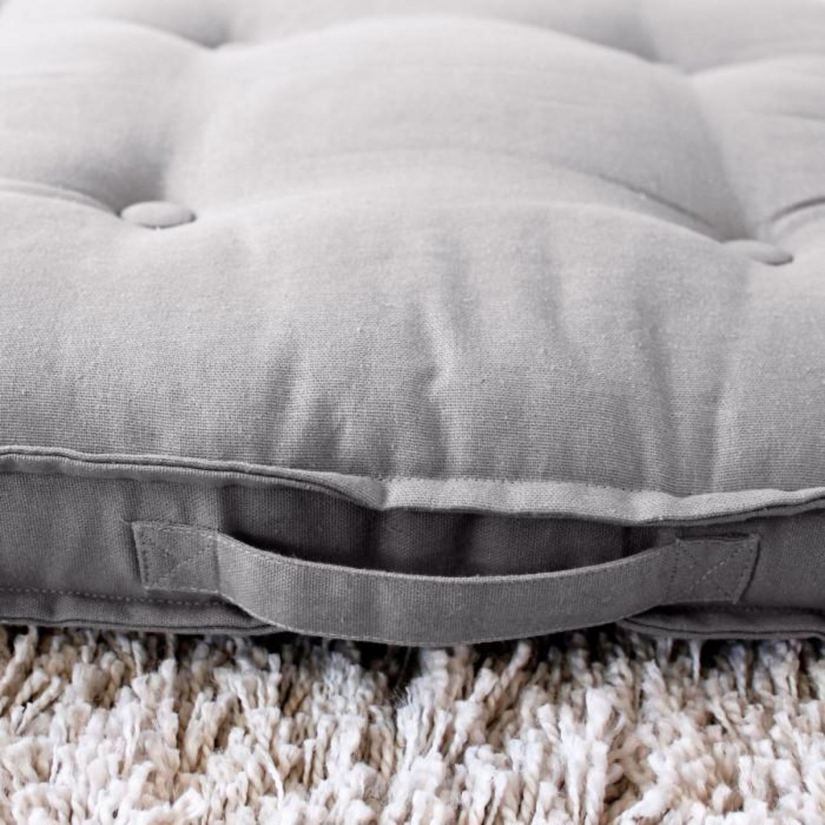 Paris Prix Coussin de Sol Uni  Panama  50x50cm Gris Clair