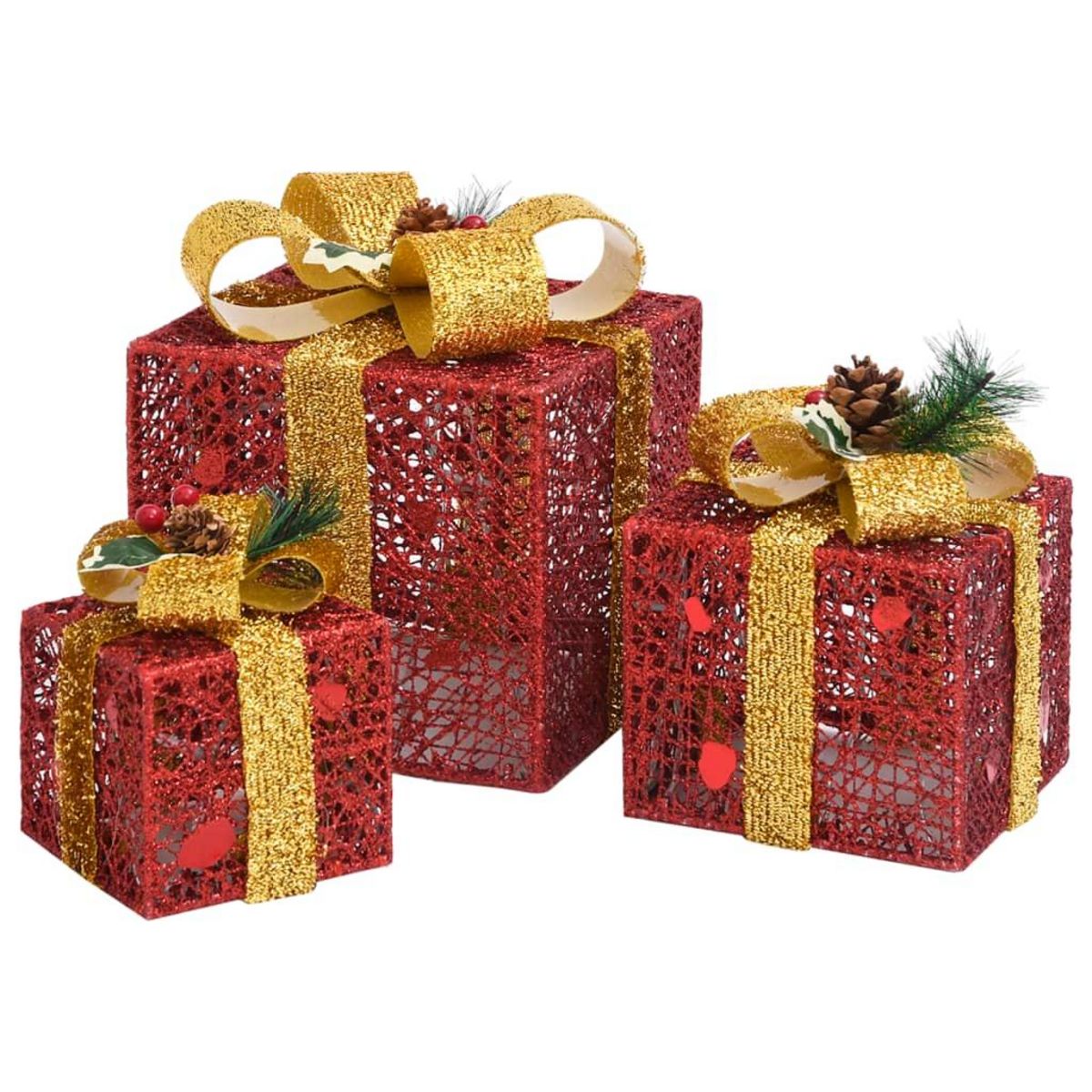 VIDAXL Boîtes-cadeaux de Noël decoratives 3 pcs Exterieur Interieur