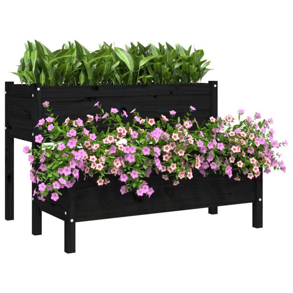 VIDAXL Jardiniere Noir 110x84x75 cm Bois massif de pin