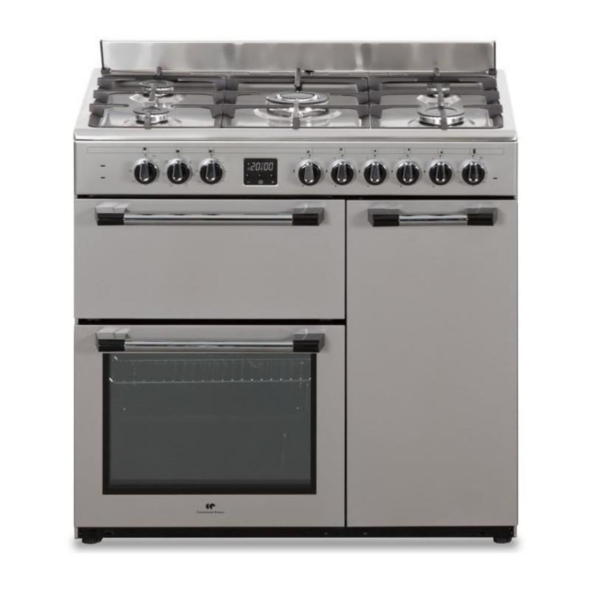 CONTINENTAL EDISON Cuisiniere piano gaz 3 fours electriques CONTINENTAL EDISON CECP903FIX 5 feux - Inox - Largeur 90 cm