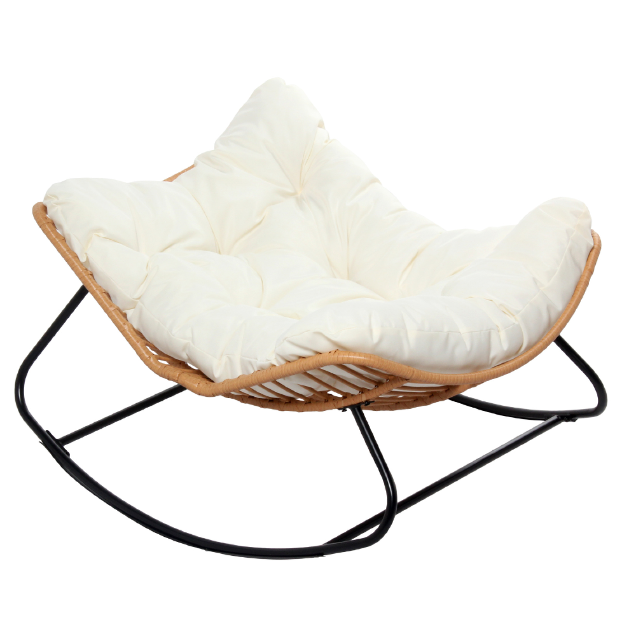 CONCEPT USINE Fauteuil à bascule en résine tressée coussin beige canggu